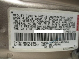 1998 TOYOTA CAMRY LE GOLD 2.2L AT Z16479